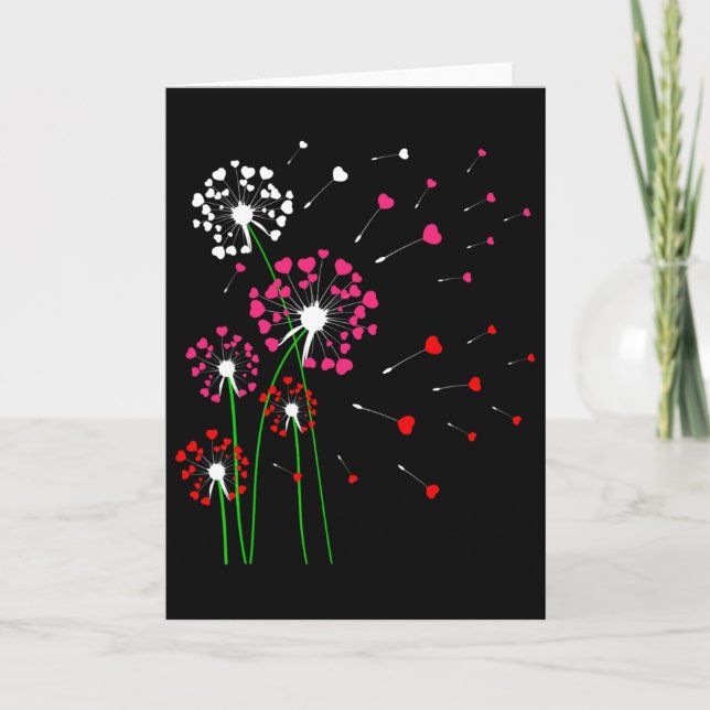Carte Cœurs Pissenlits Fleurs Amant Saint Valentin Ga (Devant)