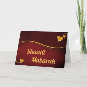 Carte Coeurs romantiques Rouge et or Shaadi Moubarak