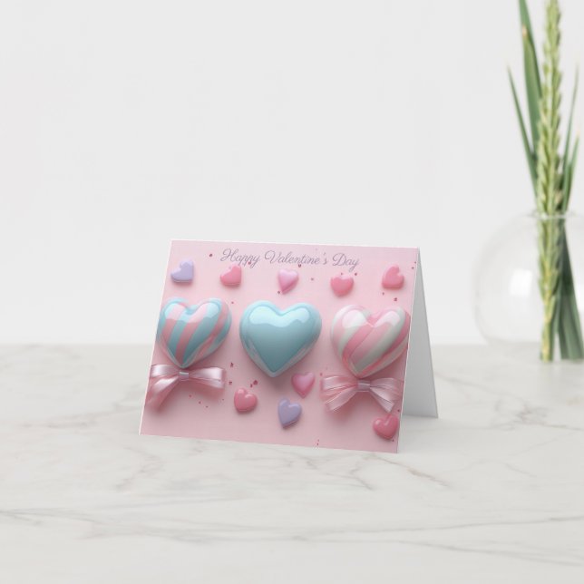 Carte Coeurs rose et bleu Salutation de Saint Valentin (Devant)