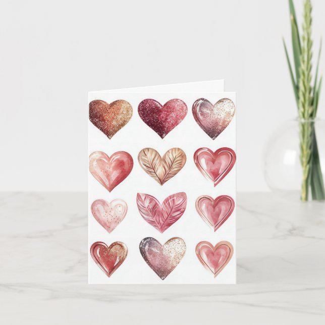 Carte Coeurs rose et rouge Salutation de Saint Valentin (Devant)