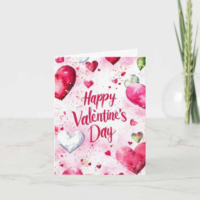 Carte Coeurs rose et rouge Salutation de Saint Valentin (Devant)