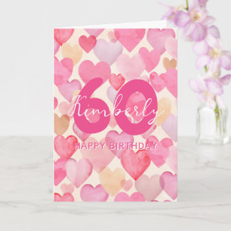 Carte Coeurs roses 60e anniversaire Salutation