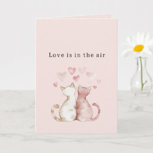 Carte Cœurs roses chats blancs amour