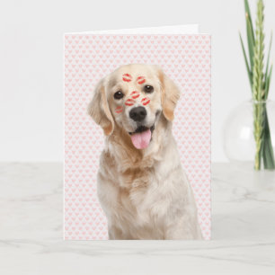 Carte Cœurs roses de la Saint-Valentin avec Golden Retri