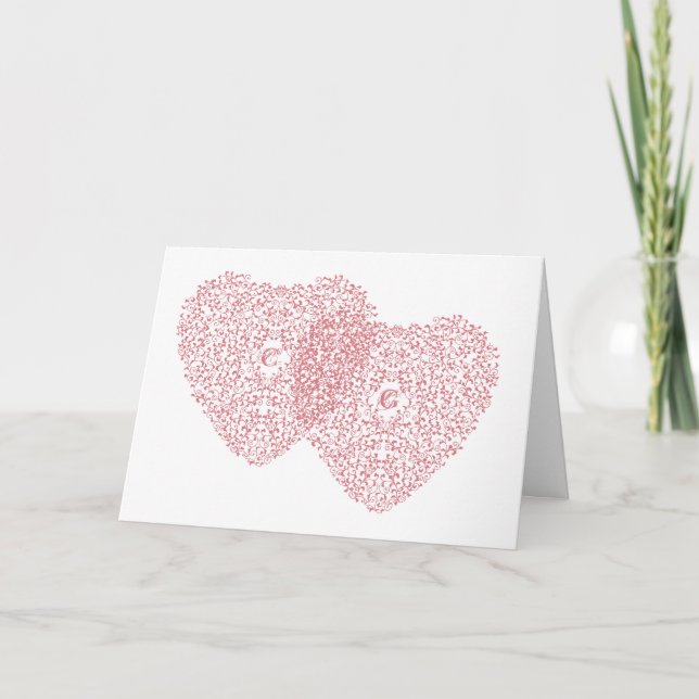 Carte Cœurs Roses Emmêlés (Devant)