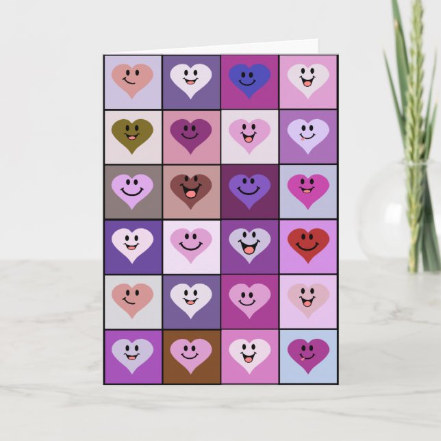 Carte Cœurs roses et violets (Devant)