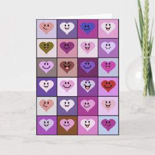 Carte Cœurs roses et violets