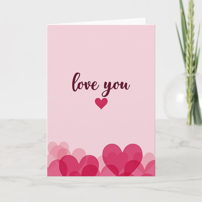 Carte Cœurs Roses Je T'Aime (Devant)