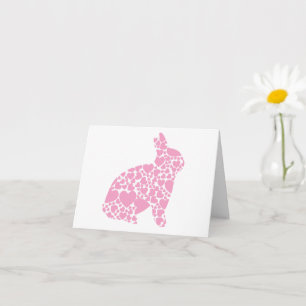 Carte coeurs roses je t'aime Lapin