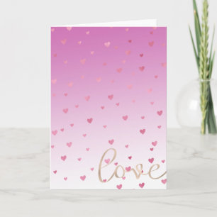 Carte Coeurs roses Ombre Gold Love