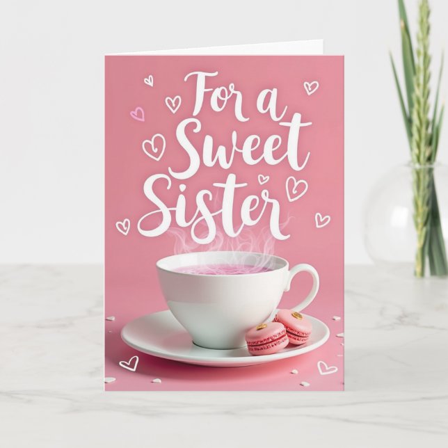 Carte Cœurs Roses pour une Douce Sœur (Devant)