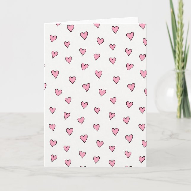 Carte Cœurs Roses Simples (Devant)