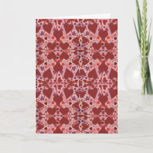 Carte Cœurs rouges et roses couple (Devant)