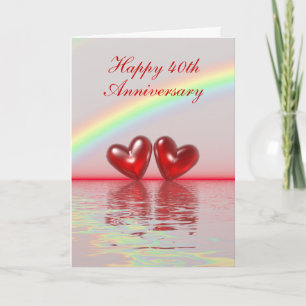 Carte Coeurs rubis du 40e anniversaire (Tall)