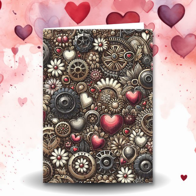 Carte Coeurs Steampunk personnalisés Saint Valentin (Créateur téléchargé)