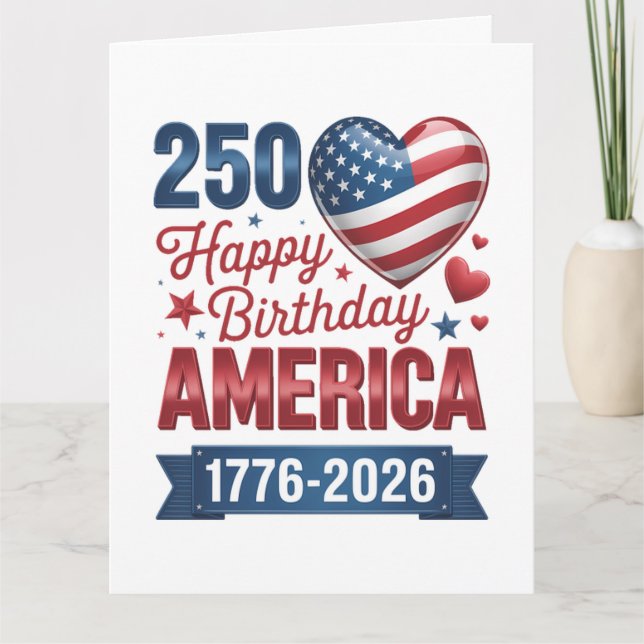 Carte Cœurs USA 1776 2026 4 juillet  (Devant)