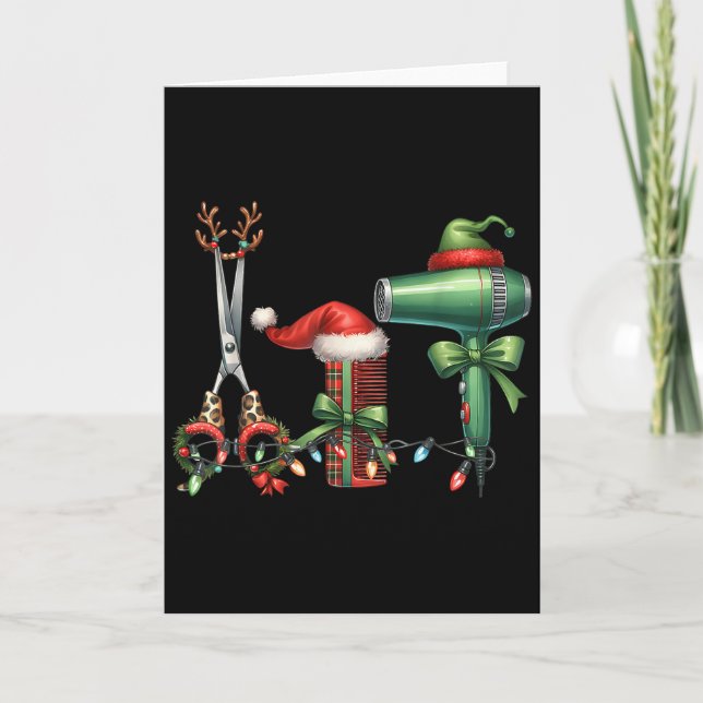 Carte Coiffeur de Noël Coiffeuse licenciée Hairas (Devant)