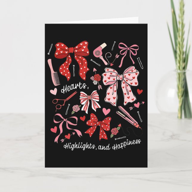 Carte Coiffeuse à nœud coquette Saint-Valentin (Devant)