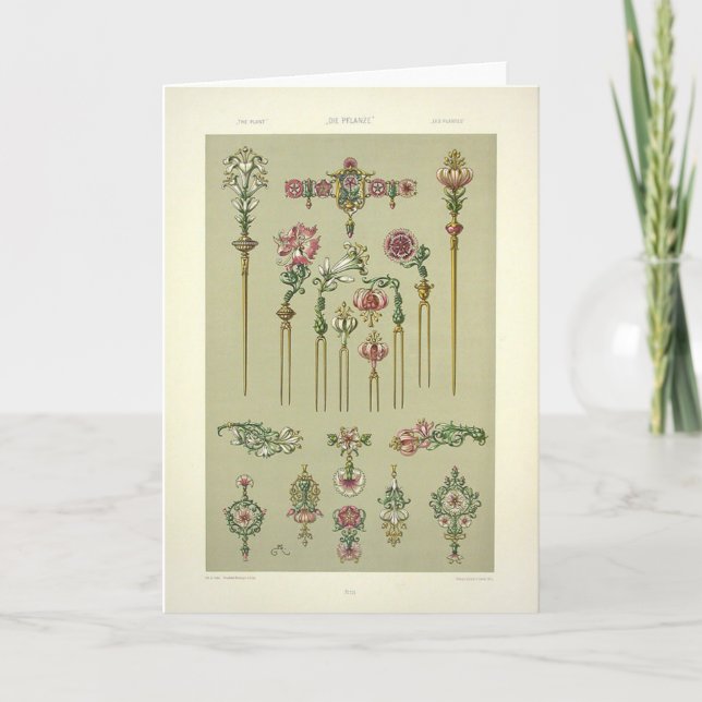 Carte Coiffures florales Art nouveau pierres victorienne (Devant)