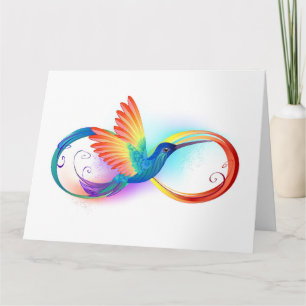 Carte Colibri arc-en-ciel avec symbole d'infini