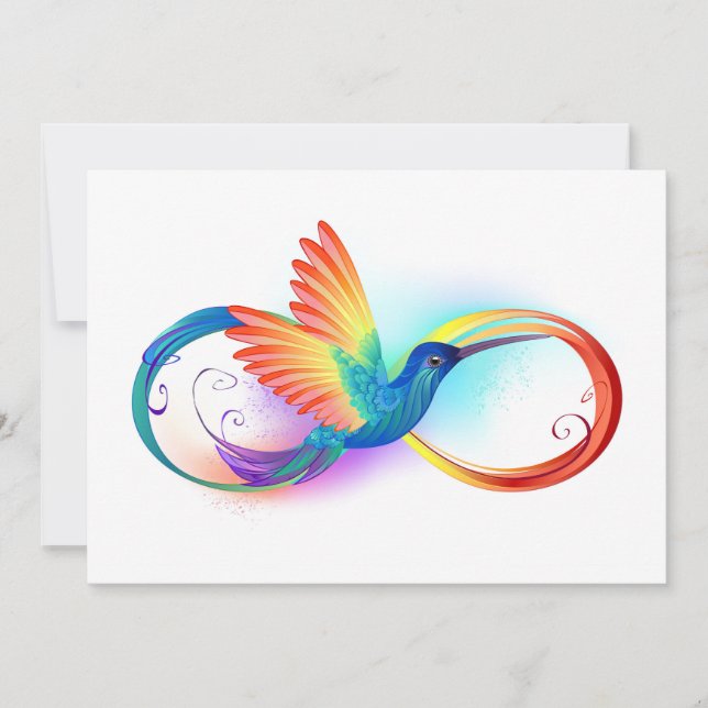 Carte Colibri arc-en-ciel avec symbole d'infini (Devant)