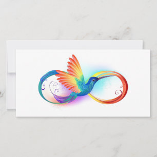 Carte Colibri arc-en-ciel avec symbole Infinity