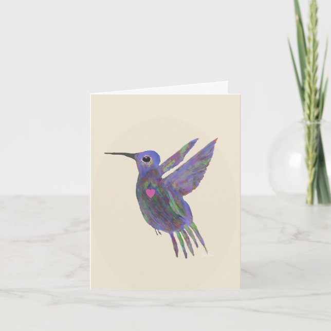 Carte Colibri avec Cœur (Devant)
