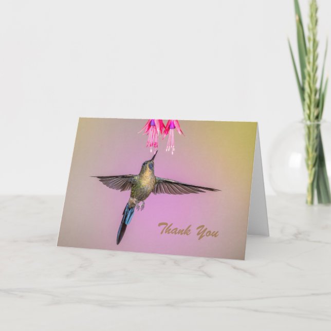 Carte Colibri avec Merci à longue queue (Devant)