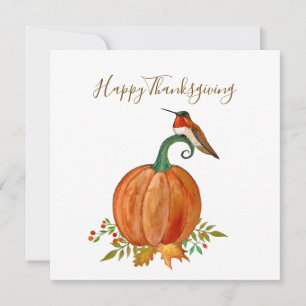 Carte Colibri et Citrouille Thanksgiving