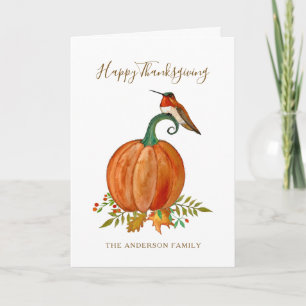 Carte Colibri et Citrouille Thanksgiving