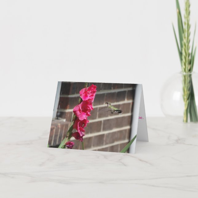 Carte Colibri et Fleur de Gladiola (Devant)