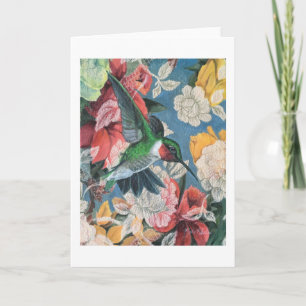 Carte Colibri et fleurs Numéro 3 Blank