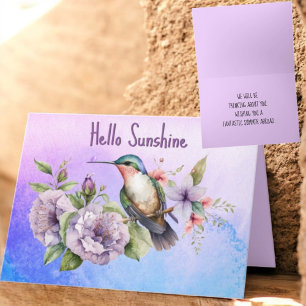 Carte Colibri et Fleurs Personnalisés 'Pensée pour toi'