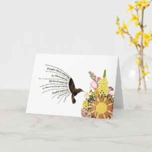 Carte Colibri, soleil et fleurs