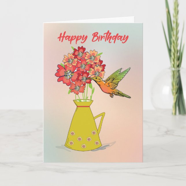 Carte Colibri sur Flower Merder Birthday (Devant)