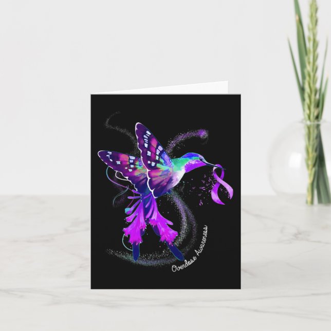 Carte Colibri tenant un surdosage du ruban pourpre (Devant)