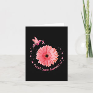 Carte Colibri Tournesol rose Ruban Cancer du sein Aw