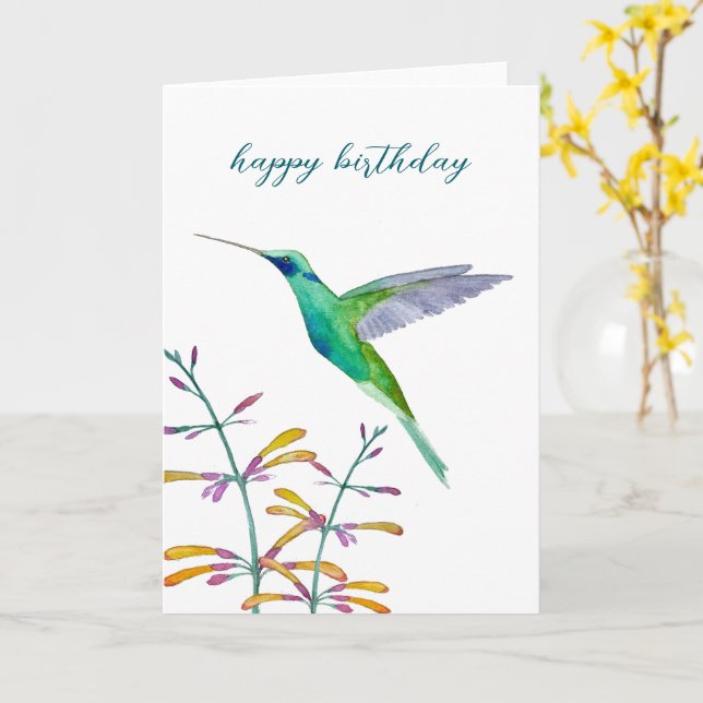 Carte Colibris et fleurs (Fleur jaune)