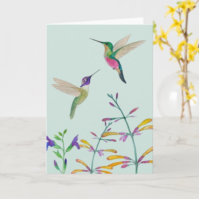 Carte Colibris et Fleurs (Fleur jaune)