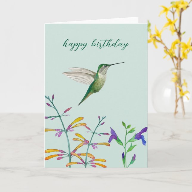 Carte Colibris et fleurs (Fleur jaune)