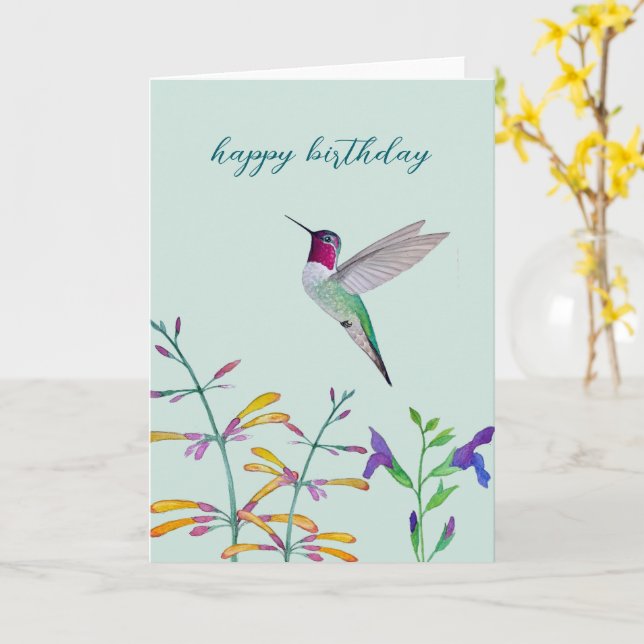 Carte Colibris et fleurs (Fleur jaune)