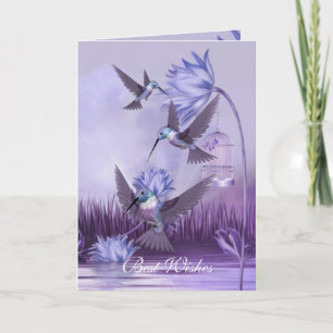 Carte Colibris Lilas Oiseaux Meilleurs Vœux Annive