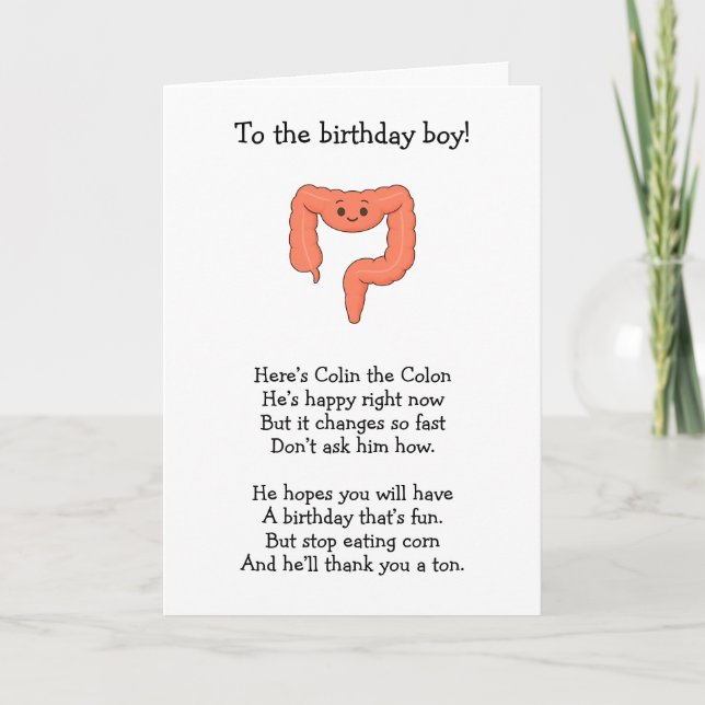Carte Colin the Colon Birthday Card (Devant)