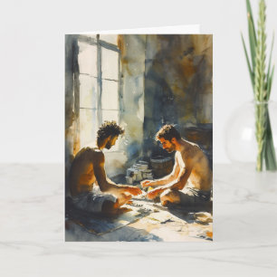 Carte Collaboration dans un atelier d'art ensoleillé