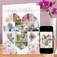 Collage de 11 photos en forme de cœur pour anniver