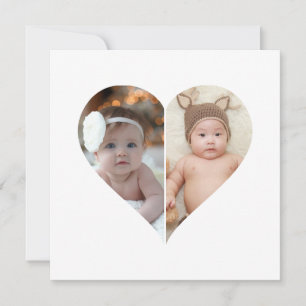 Carte Collage de 2 Photos en forme de Coeur