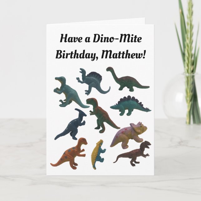 Carte Collage de jouets en plastique Dinosaures sur mesu (Devant)