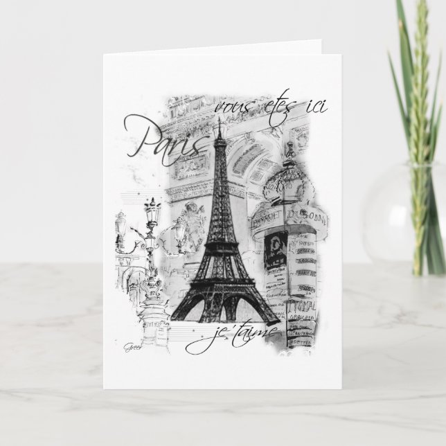 Carte Collage de la Tour Eiffel à Paris (Devant)