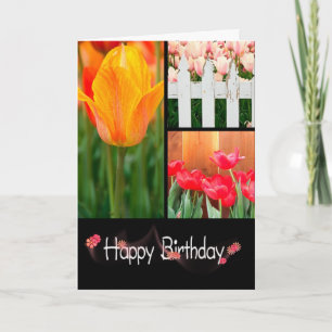 Carte Collage de la tulipe d'anniversaire