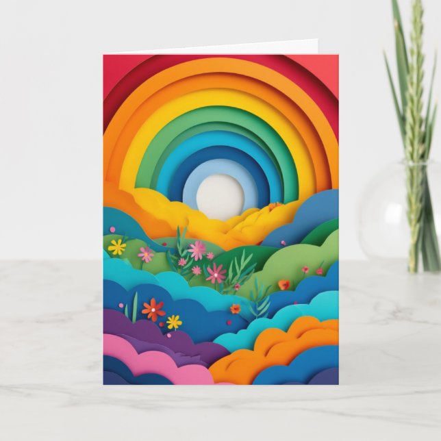 Carte Collage de papier de Prairie Arc-en-ciel (Devant)